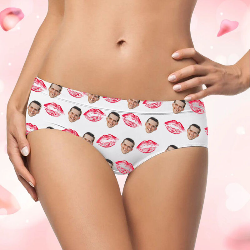 Personalized Picture Women's Underwear with Red Mouth Pattern Beautiful Gift for Wife