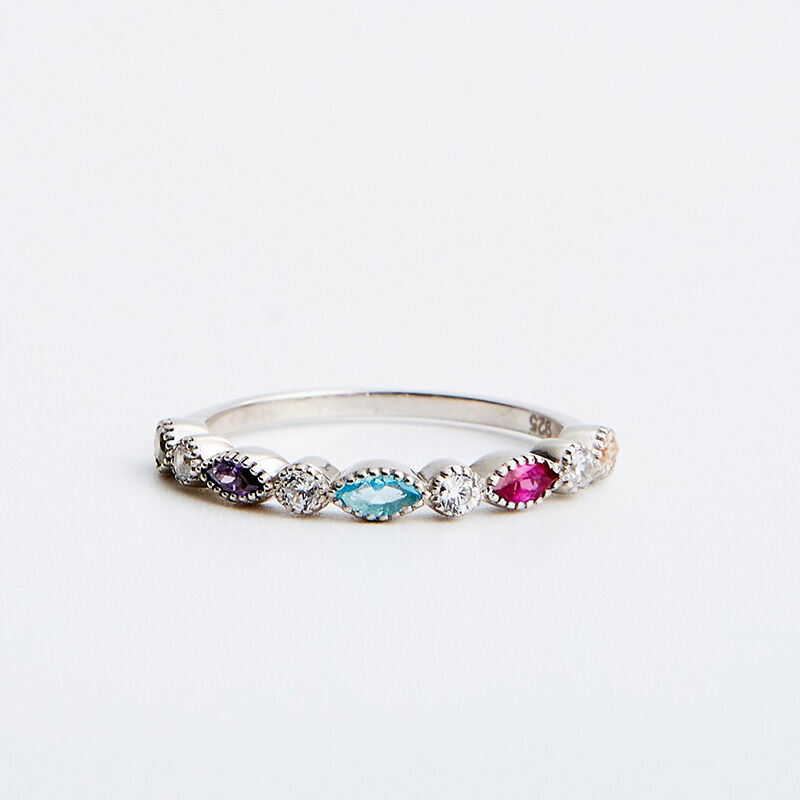 Personalized Birthstone Ring with Diamond Wonderful Gift for Mother
