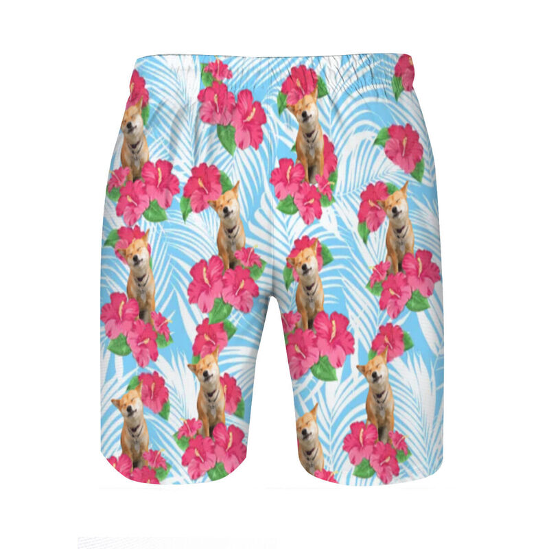 Short de plage pour homme personnalisé avec motif de fleurs roses superbe cadeau pour la famille