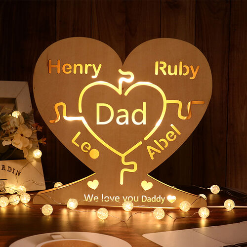 Lampe d'amour en bois personnalisée - pour papa