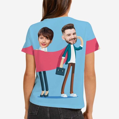 Personalized Face Hawaiian T-Shirt With Superman Couple