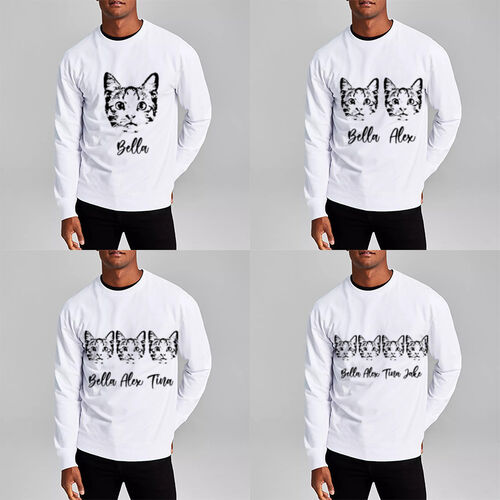 Personalized Sweatshirt with Custom Photo And Name Sketch Style Gift for Dad