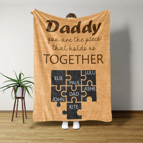 Personalized Name Puzzled Blanket Interesting Gift for Dear Daddy