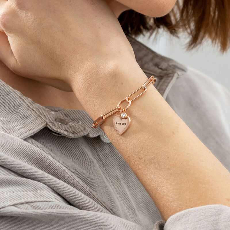 Herz-Anhänger Gliederarmband mit Diamant