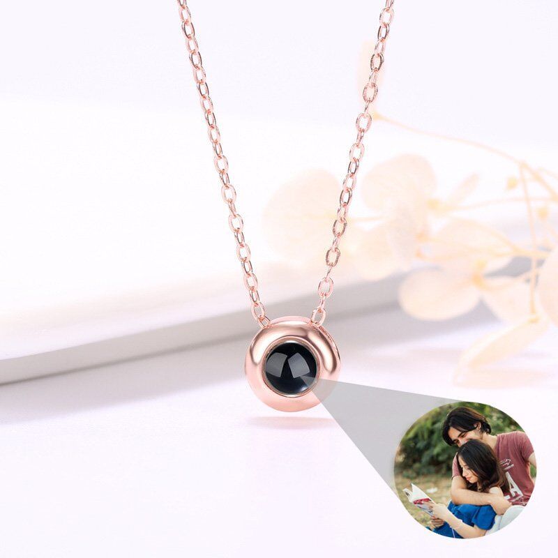 Personalized Photo Projection Necklace- To Lover-I Love You-Circle Shape