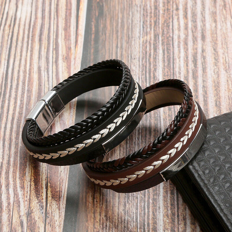 Bracelet en cuir pour homme avec texte personnalisé Cadeau de St Valentin pour lui