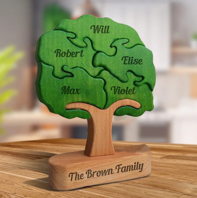 Personalized Family Tree Wooden Puzzle Warm Christmas Gift for Family