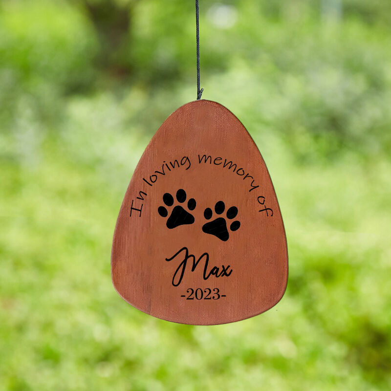 Personalized Wind Chime In Loving Memory with Paw Prints Design Memorial Gift for Pet Lovers