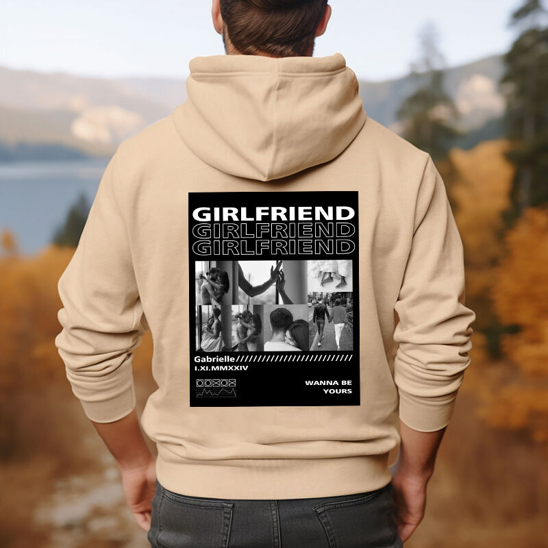 Gepersonaliseerde hoodie aangepaste foto's en boodschap film poster stijl ontwerp cadeau voor liefhebbers