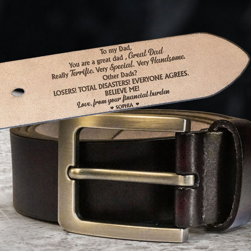 Personalisierter Ledergürtel mit Gravur "Du bist ein toller Vater" zum Vatertag