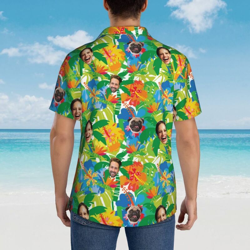 Camicie hawaiane personalizzate Unisex Aggiungi foto Top vacanze tropicali