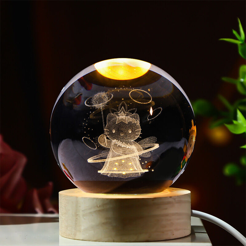 3D Carved Crystal Ball Night Light Interesting Gift for Children