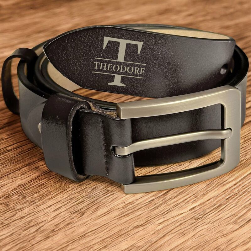 "Happy First Father's Day" Personalized Engraved Leather Belt Unique Gift for New Dad