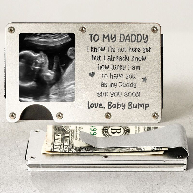 金属カードホルダー オーダーメイド 妊娠写真 名入り メッセージ入り プレゼント