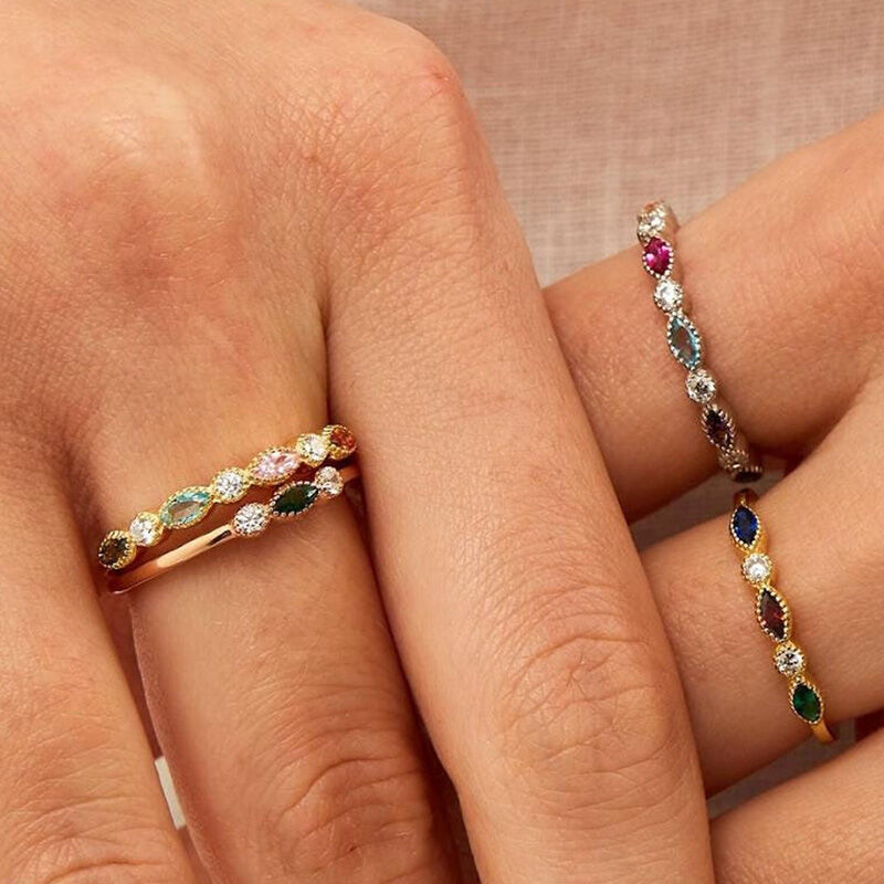 Personalized Birthstone Ring with Diamond Wonderful Gift for Mother
