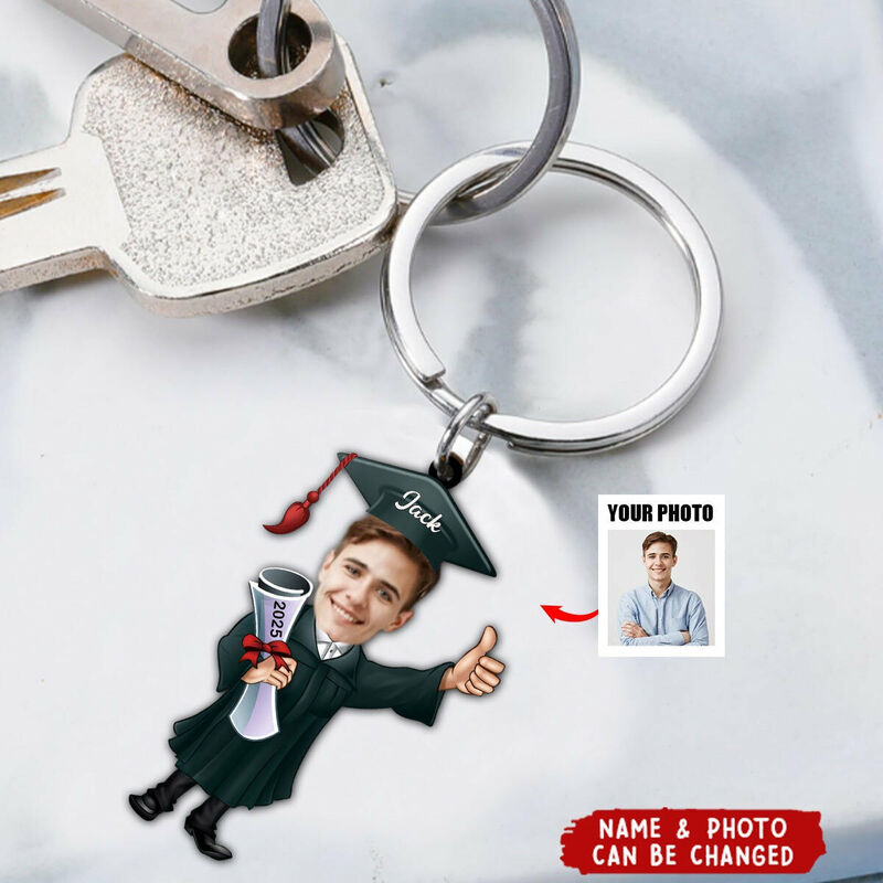 Personalized Acrylic Photo Keychain Graduation Gift for Friends