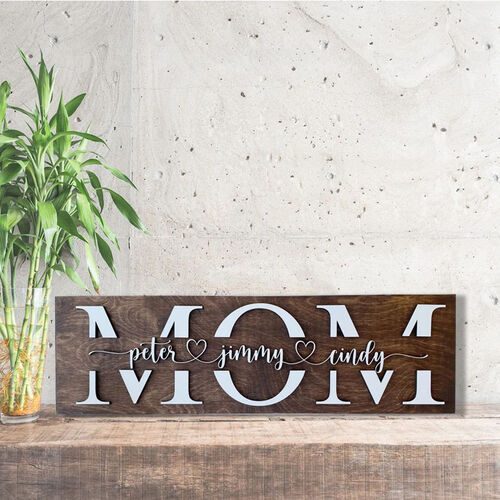 Plaque en bois 3D personnalisée pour maman