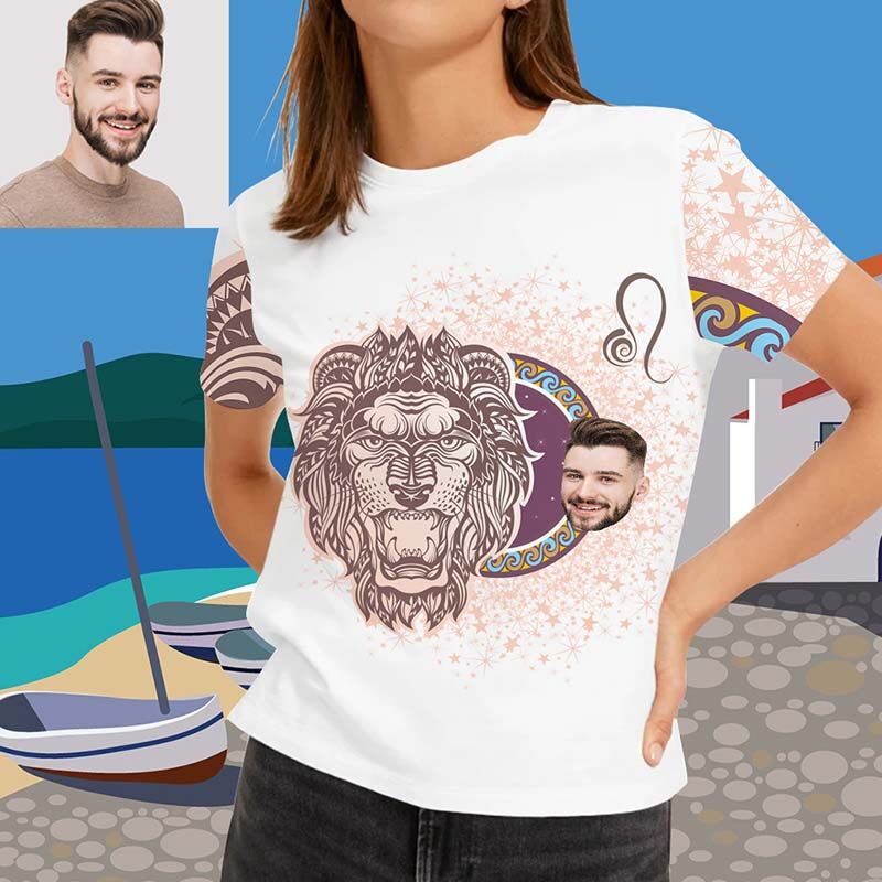 T-shirt Hawaïen personnalisé pour femme pour Lion