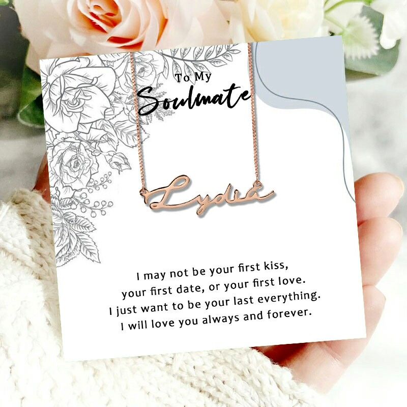 Personalized Name Necklace Gift for Soul Mate "I Will Love You Always And Forever"