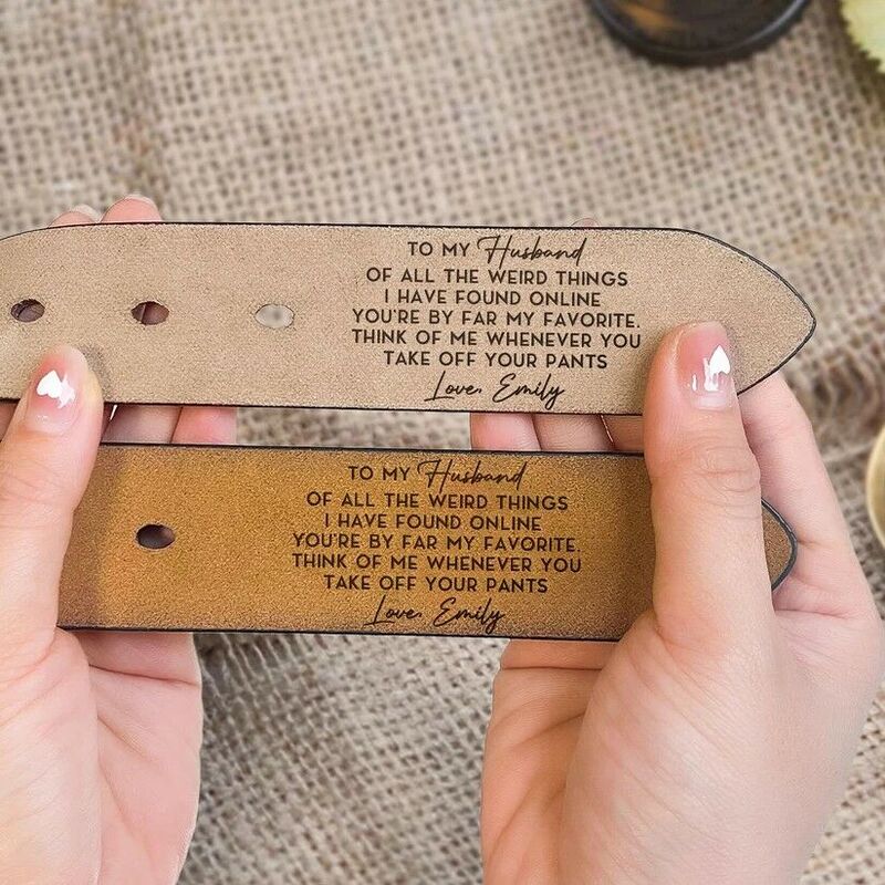 Personalized Men's Belt with Engravable Leather Belt for Husband