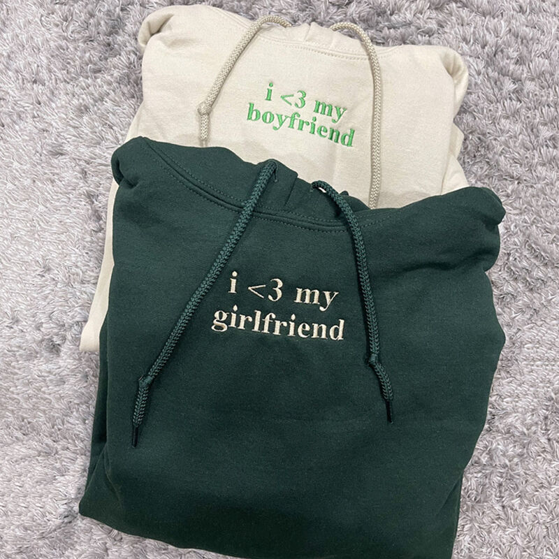 Gepersonaliseerde geborduurde hoodie I love my girlfriend Creatief ontwerp cadeau voor geliefden