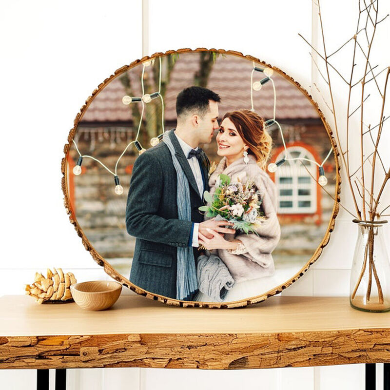 Personalized Wooden Oval Photo Frame Customized Photos for Anniversary