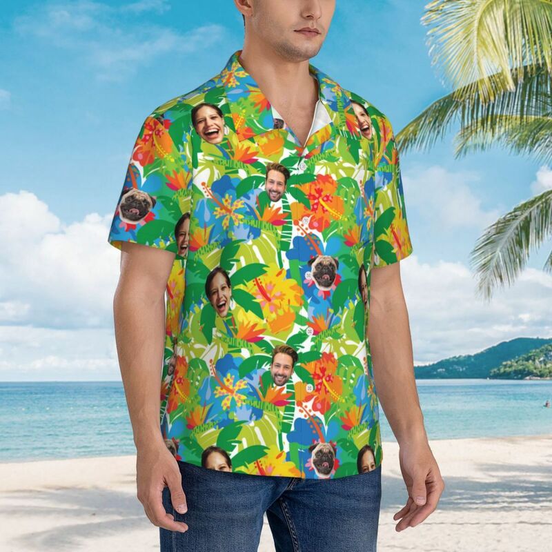 Personalisierte Hawaiihemden Unisex Foto hinzufügen Tropenurlaub Top