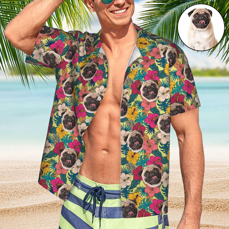 Camicia hawaiana personalizzata con foto personalizzata Camicia hawaiana unisex regalo per gli amanti degli animali domestici