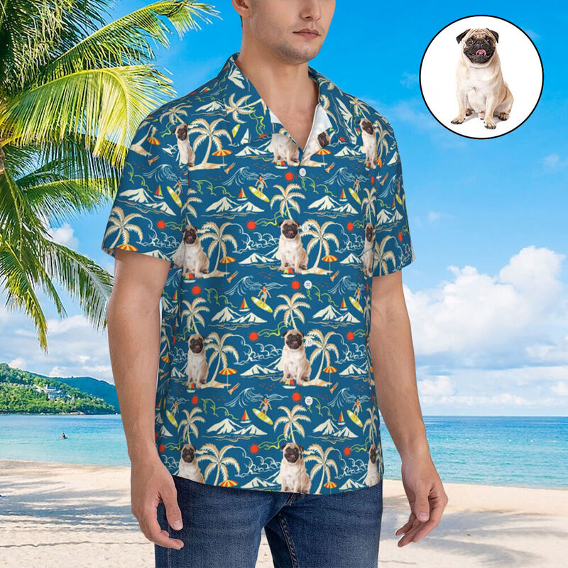 Personalisierte Gesicht Shirt benutzerdefinierte Foto Unisex Hawaii-Hemd Geschenk für Tierliebhaber