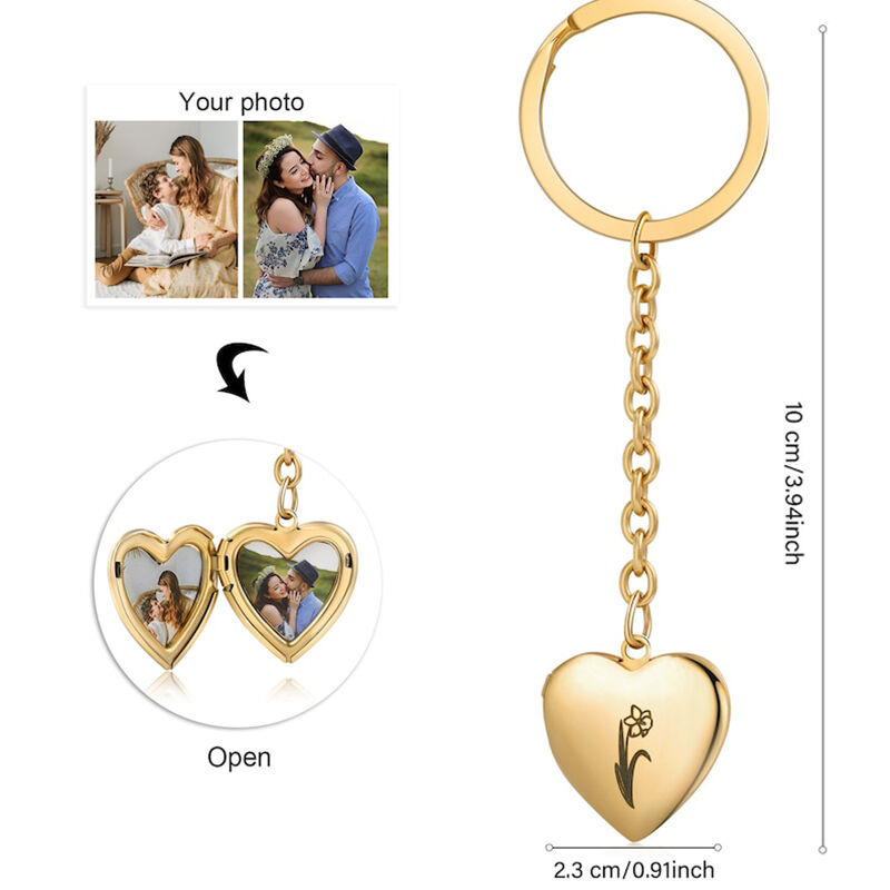 Personalisierter Schlüsselanhänger in Herzform mit individuellem Foto Warmes Geschenk für geliebte Menschen