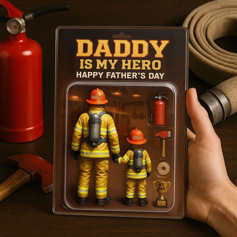 Targa personalizzata in acrilico con figura di vigile del fuoco Miglior regalo per papà