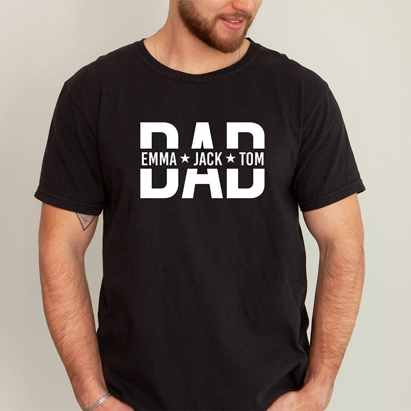 Personlig T-shirt Pappa Anpassade namn med stjärndesign Perfekt present till fars dag