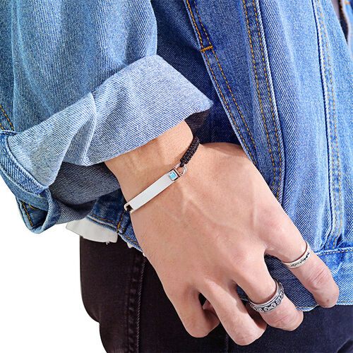 "Heart-Warming Memories" Personalized Bracelet for Men Stainless Steel Woven