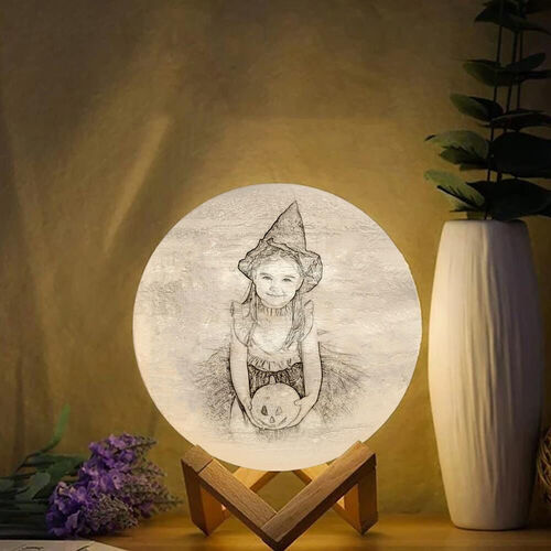 Lampe de lune en forme de cœur 2 couleurs photo 3D personnalisée pour Noël