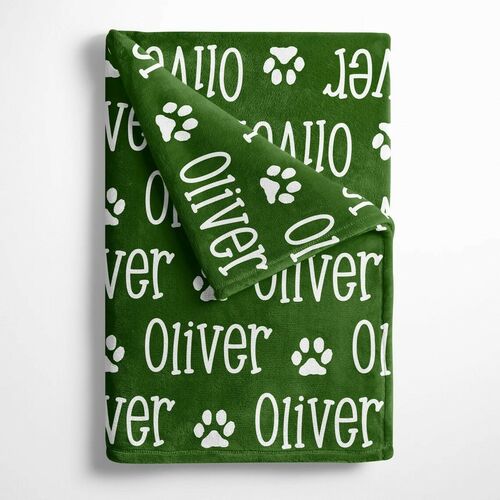 Personalized Name Blanket with Claw Pattern for Cute Pet