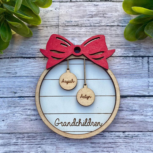 Personalized Last Name Wooden With Bow Christmas Decoration Gift