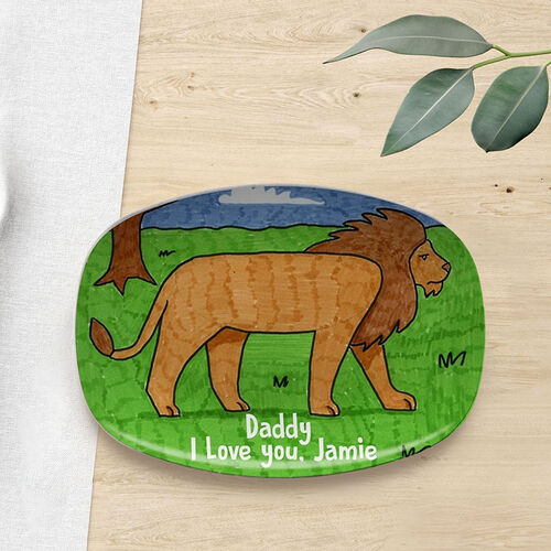 Personalized Name and Photo Plate Kids Artwork Gift for Dad "Daddy I Love You"