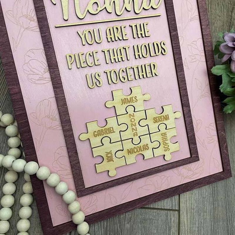 “You Are The Piece That Holds Us Together” Personalized Custom Frame Purple