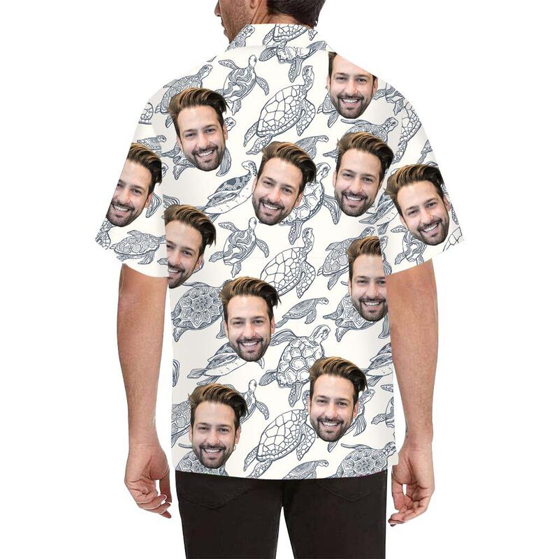 Custom Face Tortoise Men's All Over Print Hawaiian Shirt