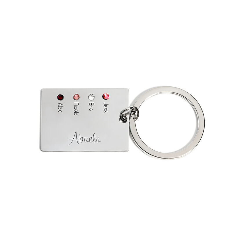 "Dear Abuela" Custom Engraved Key Chain With Birthstone