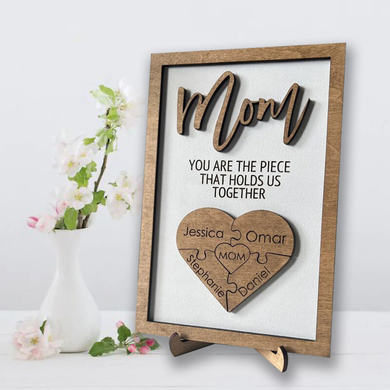 Custom Name Puzzle Frame "The Heart of Love" for Mother's Day Gift