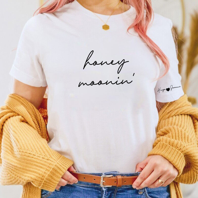 T-shirt personalizzata Luna di miele con nome personalizzato per la Festa della Mamma