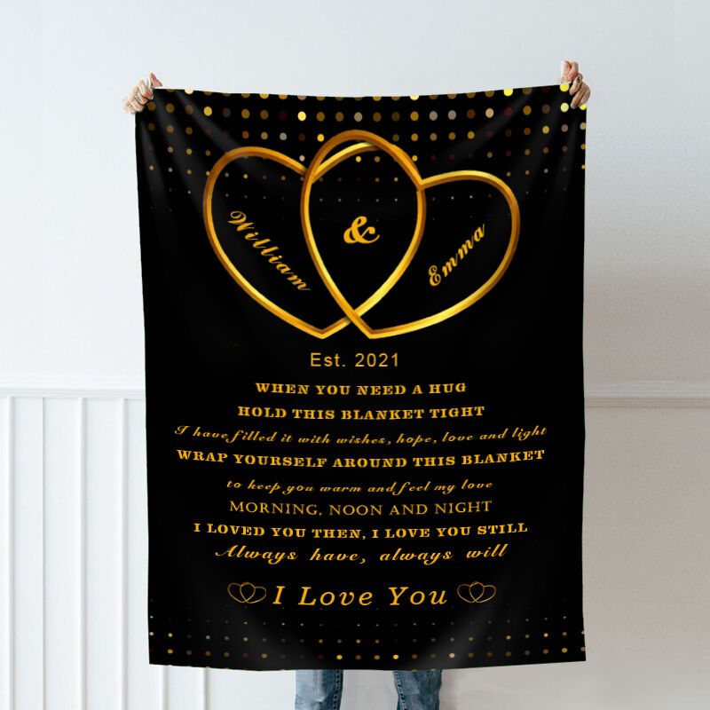 Personalized Name Blanket Romantic Present for Couples "I Loved You Then"