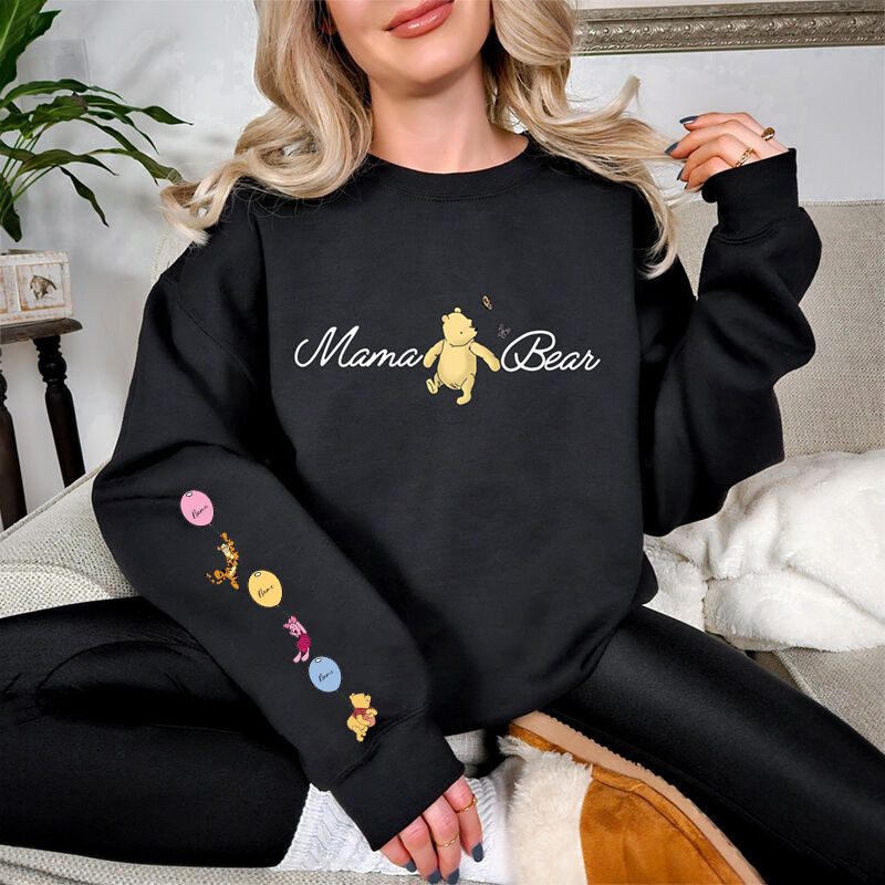 Personalisiertes Sweatshirt Mama Bär mit optionalen Cartoon-Muster Bezauberndes Geschenk zum Muttertag