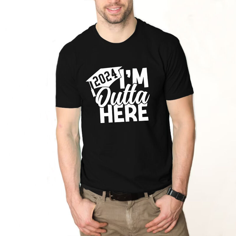 T-shirt personalizzata I'm Outta Here Design divertente Regalo di laurea creativo