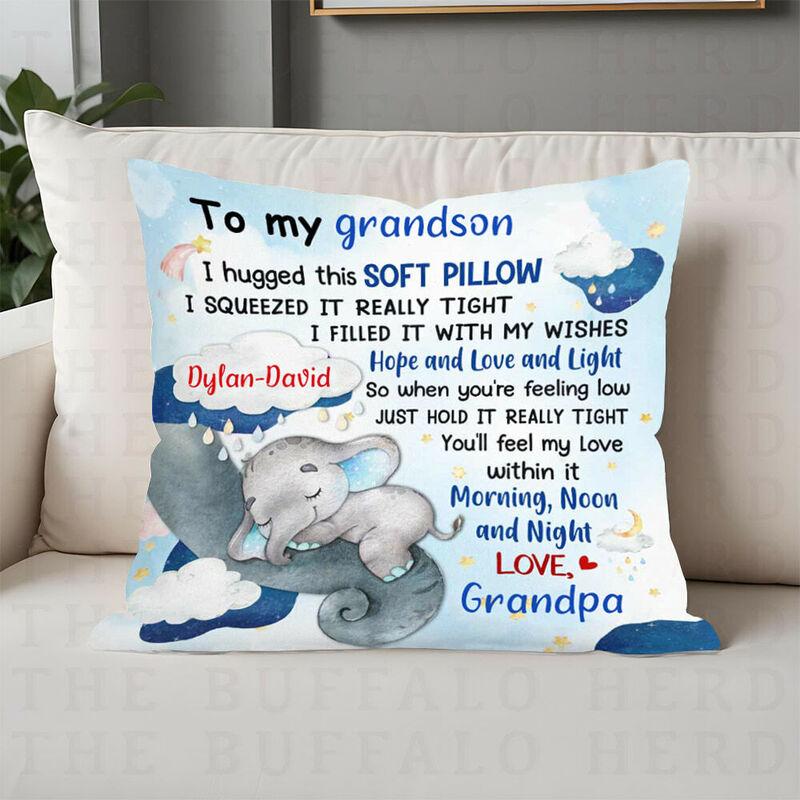 Gepersonaliseerd Kussen Olifant Oma Aan Kleinzoon Knuffelkussen Home Decor