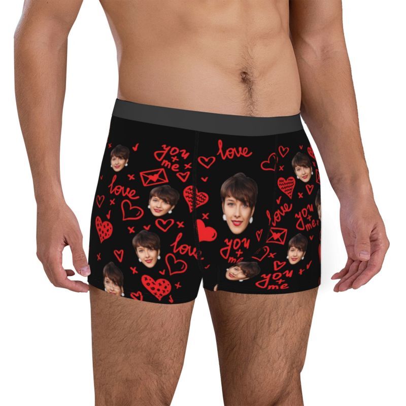 Boxer personnalisé avec photo pour homme, motif enveloppe, cadeau créatif pour mari