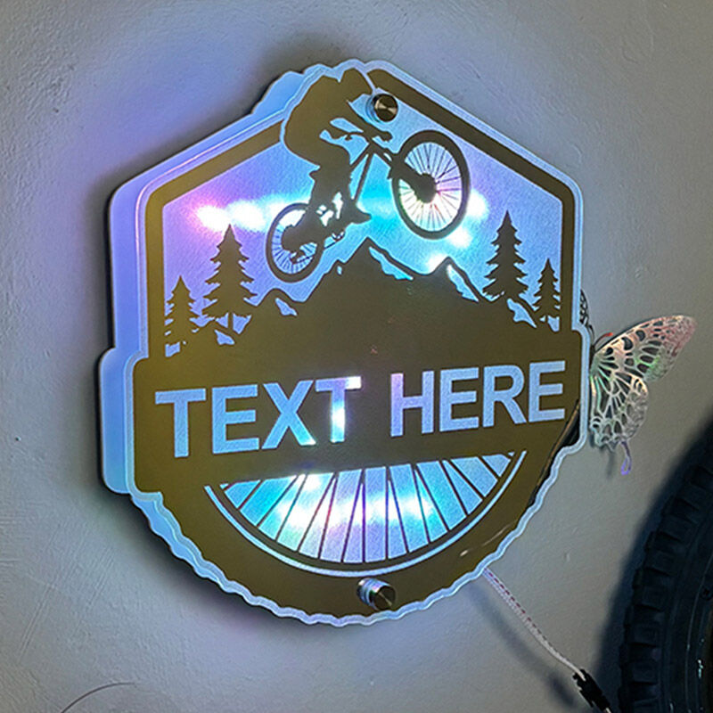 Personalized mirror light with bike pattern cool gift for bike lovers