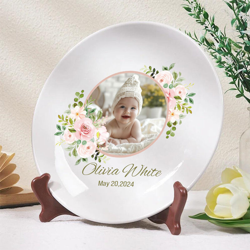 Personalized Picture Plate with Custom Name Beautiful Gift for Birthday
