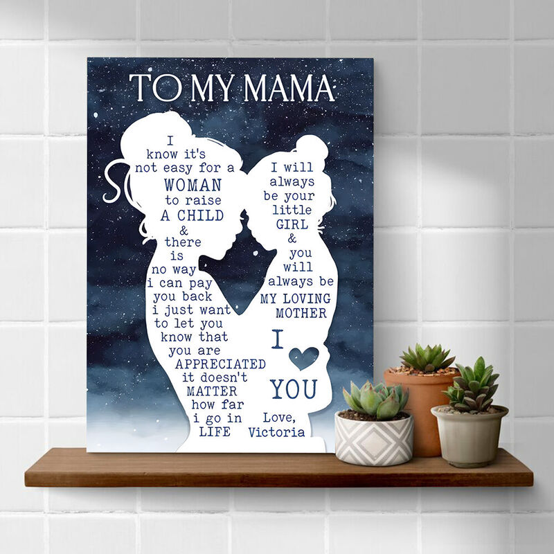 Personalized Name Canvas Wall Art Creative Present for Mom "I'll Always Be Your Little Girl"